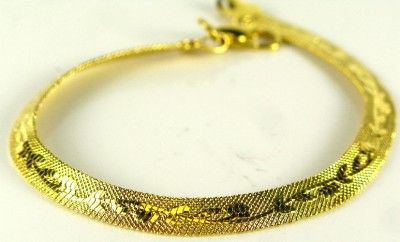 Estate Vintage Herringbone Floral Design Bracelet, 8 Inch, 6g  