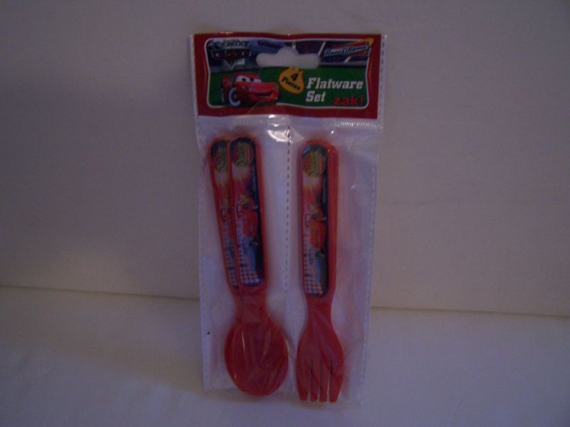 DISNEY PIXAR CARS 2 SPOONS & 2 FORKS FLATWARE SET NEW  