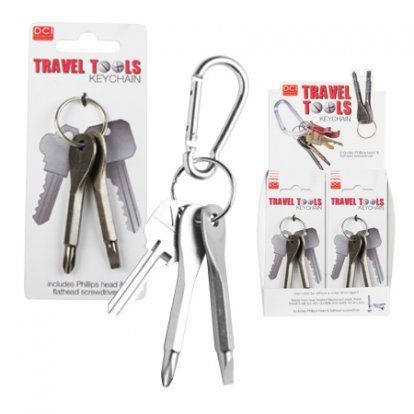 TRAVEL TOOLS KEYCHAIN   SCREWDRIVER KEY SET  UNIQUE NEW  