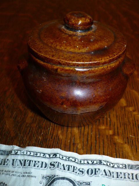 VINTAGE BROWN LIDDED DUTCHESS CHEESE CROCK, NEW YORK  