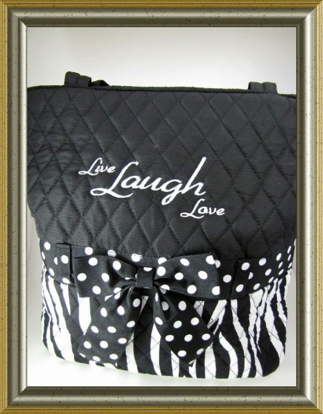 Live Laugh Love Monogram Zebra Quilted Purse Bridesmaid  