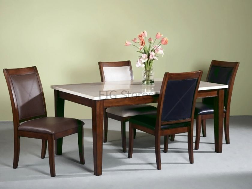 CHINTALY WILMA SOLID WOOD 5 PC DINING SET MARBLE TOP  