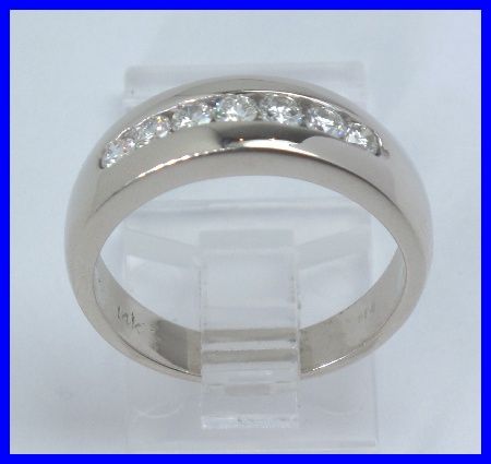 Mens 14kwg Round Diamond Channel Set Wedding Ring .75c  
