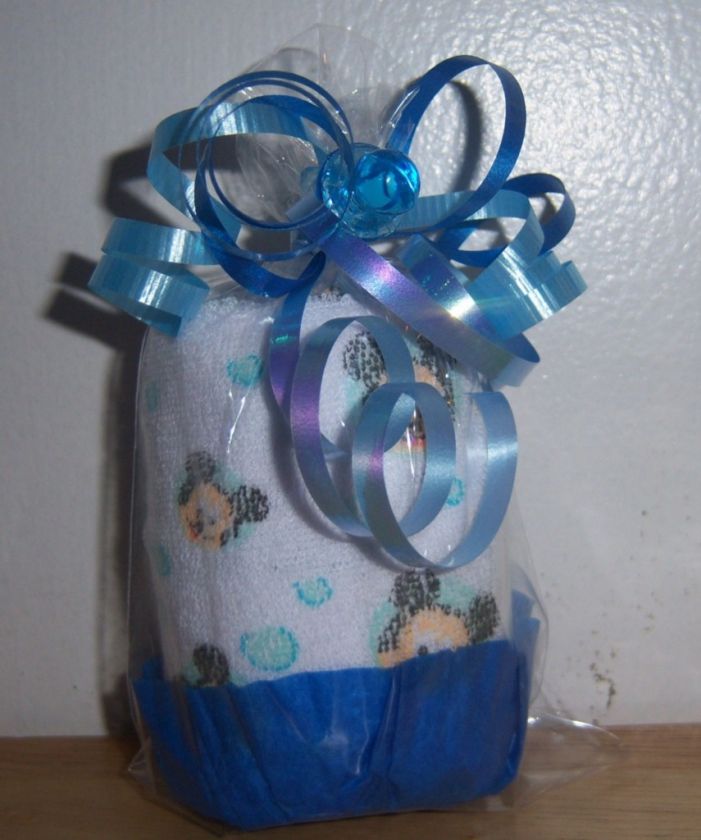 MICKEY MOUSE, MINNIE, OR PLUTO WASHCLOTH CUPCAKE BABY SHOWER FAVOR 