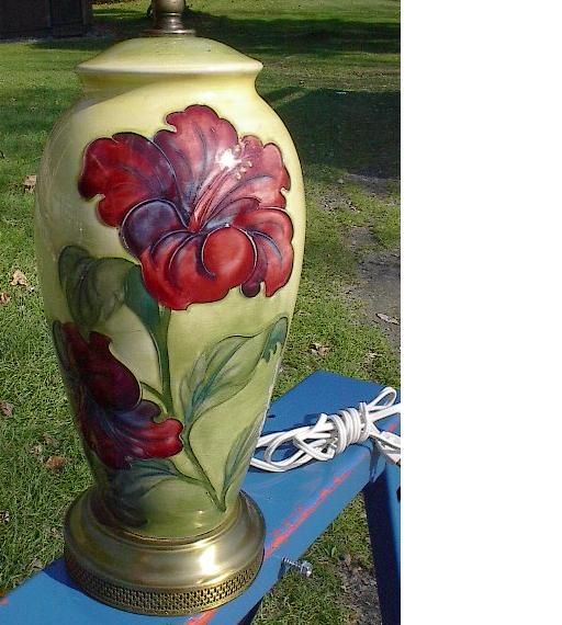 Vintage Moorcroft 12 High HIBISCUS Lamp BEAUTIFUL  