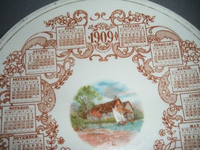   1909 CALENDER PLATE LEBANON NEBRASKA STORE PREMIUM OHIO POTTERY  