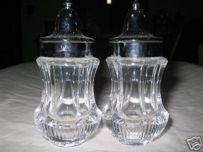 Fostoria glass crystal SALEM salt pepper shakers &lids  