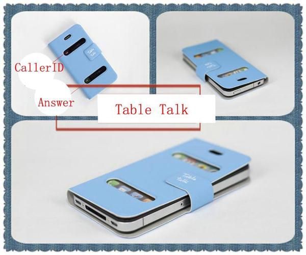 Black Table Talk Window Leather Pouch Wallet Case Cover for Apple 