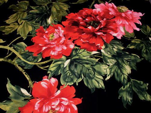 Michael Miller China Garden Red, Watercolor Floral, BTY  