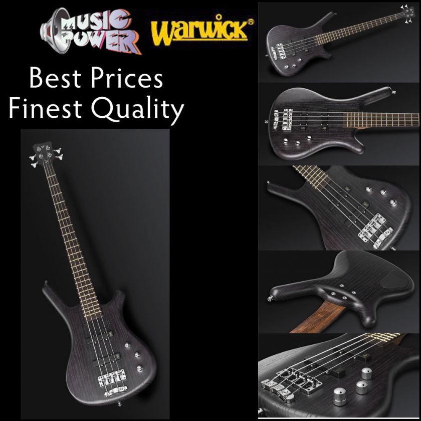 Warwick Corvette Pro Series 4 String Bass Guitar Black Swamp Ash Body 