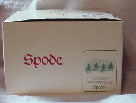 Spode Christmas Tree Pattern   12 oz. Glass Tumblers   w/Box  