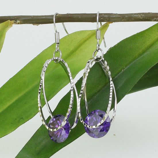 TANZANITE SWAROVSKI CRYSTAL 18K CLASSIC DANGLE EARRINGS  