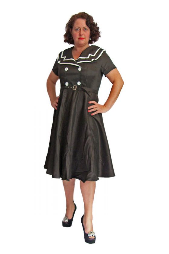 1950s RETRO SWING DRESS VINTAGE SAILOR STYLE  MAD MEN INSPIRED  