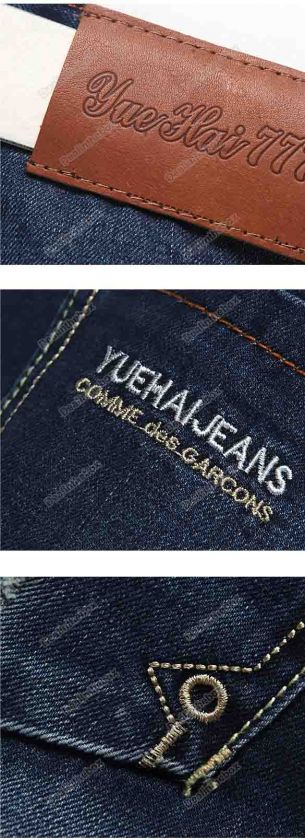 Korea Blue New Mens Slim Fit Frayed Jeans Trousers Straight Size 29 