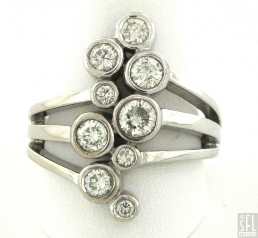   WHITE GOLD EXQUISITE 1.0CT DIAMOND CLUSTER COCKTAIL RING SIZE 7  