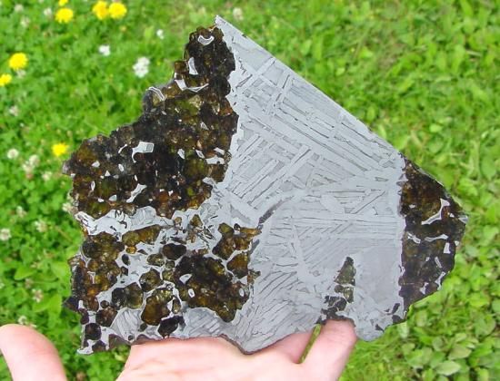 RICH OLIVINE METEORITE PALLASITE SEYMCHAN SLICE 278g  