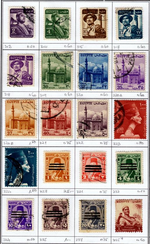 EGYPT Collection  789 Different Stamps on Pages 1872 to 1990