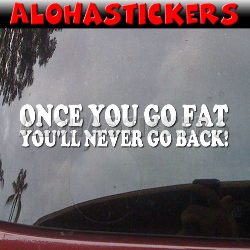 ONCE YOU GO FAT NEVER GO BACK Vinyl Decal Sticker P67  