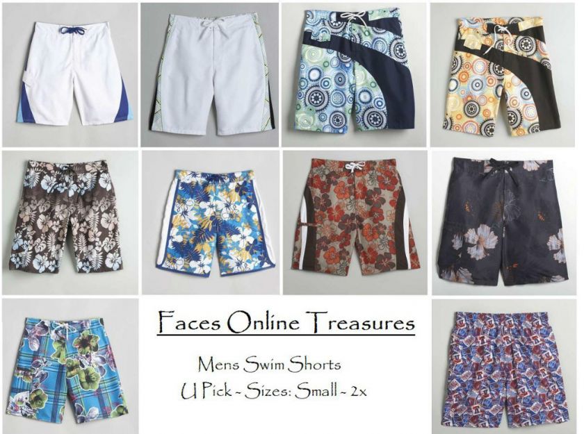   Swim Trunks Shorts * S M L XL 2XL * Hibiscus * Swirl Print * Joe Boxer