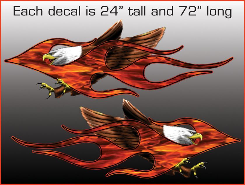 Eagle Real Flame Motorcycle Trailer Graphic Decals 6 ft  