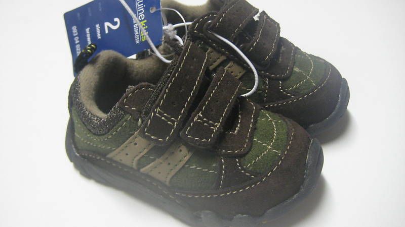 Infant Boys Size 2 OshKosh Brown & Green Athletic Shoes NEW  