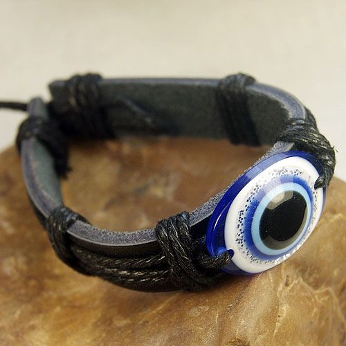 Wonderful Evil Eye leather hemp bracelet Wristband  