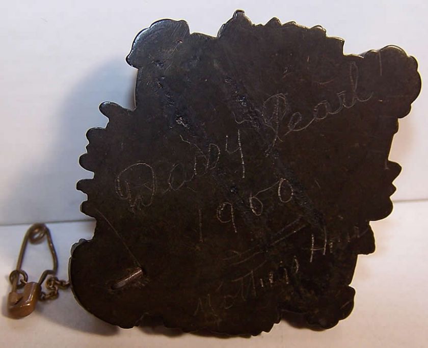 Antique Victorian Gutta Percha Mourning Jewelry Hair Locket Brooch Pin 