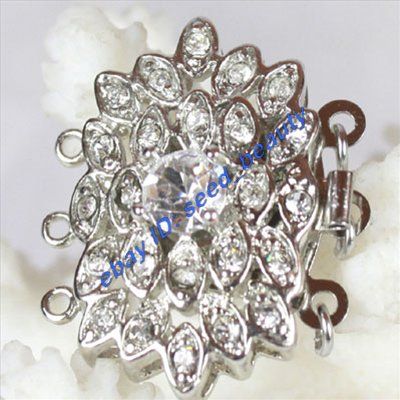 Strands White Gold Plated Crystal Inlayed Clasp  