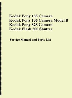 Kodak Pony Repair Manual 135 135B 828 Flash 200 Shutter  