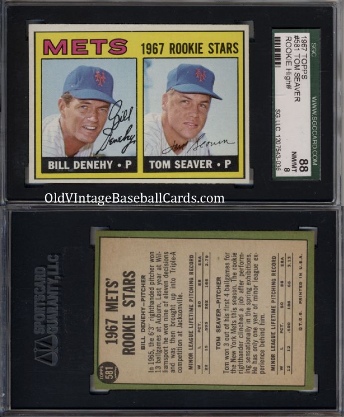 1967 Topps #581 Denehy Tom Seaver Mets Rookie SGC 88 8  