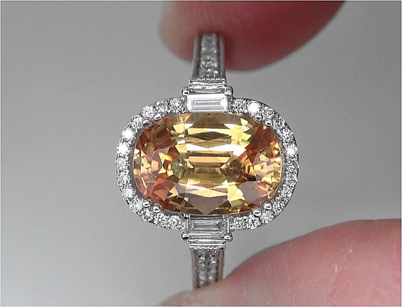 Estate 6.53 ct Natural Yellow Sapphire Diamond Engagement Ring 14k 