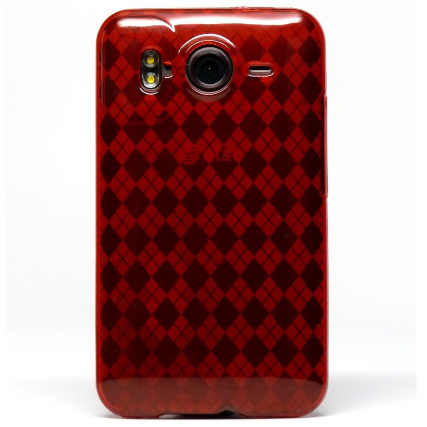 Red Argyle TPU Candy Skin Case Cover HTC Inspire 4G NEW  