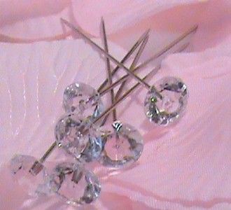 100 DIAMANTE PINS BOUQUET WEDDING FLOWER CAKE JEWELRY  