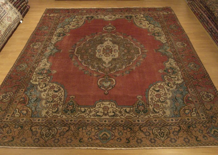 9x12 Handmade Antique Mutted Persian Tabriz Serapi Rug  