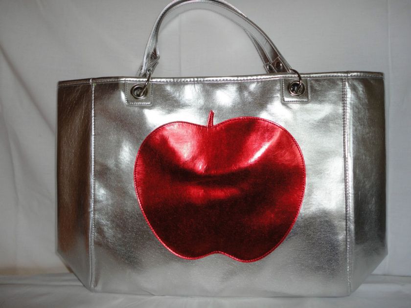 Nina Ricci Parfums Tote Bag (Silver w/Red Apple Logo)  