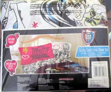   Dolls 3 Pc Twin Sheet Set Bedding Draculaura Frankie Pillowcase New