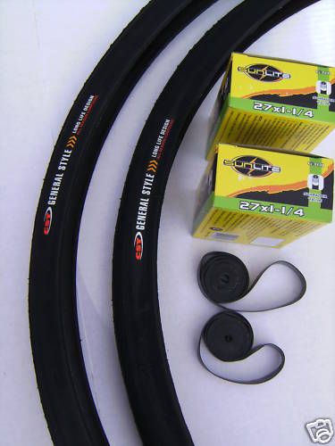 27 X 1 1/4 Black Bicycle TIRE TUBE RIM STRIP See VIDEO  