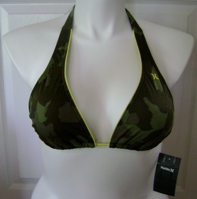 HURLEY Olive/Camo Racerback Bikini/Swimsuit Top sz L  