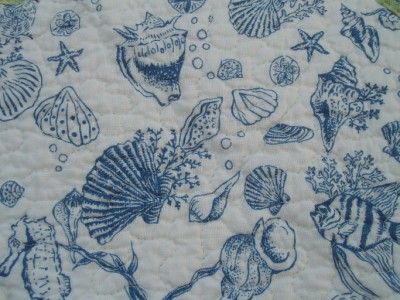 NEW Green Blue Seashells Fish LAGOON Oversize Twin Quilt/Sham C&F 