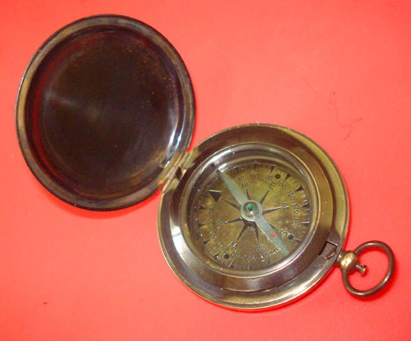 Traditional Brass Full Hunter Push Button Compass in Antiqued Brass 