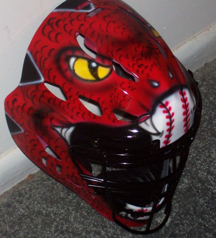 AIRBRUSHED RED SNAKE CATCHERS MASK RAWLINGS CFA 1 NEW ADULT SIZE 