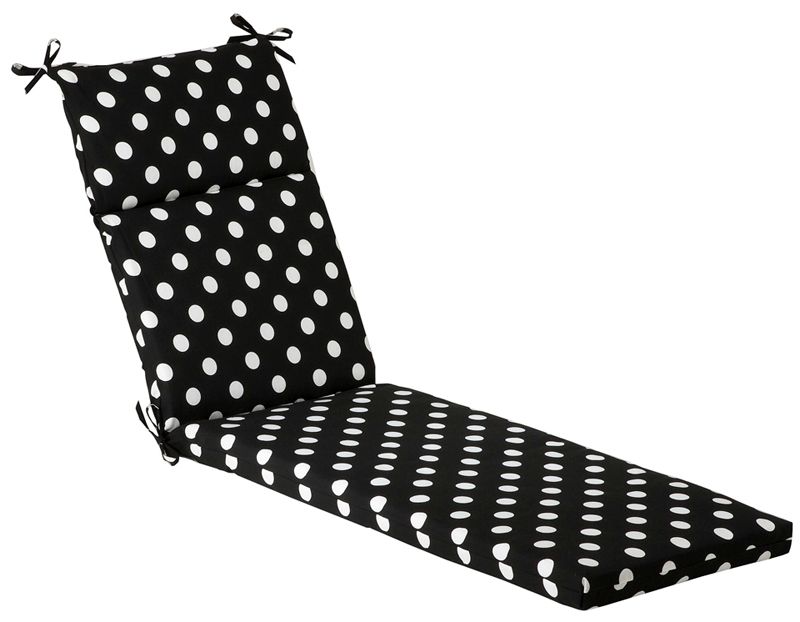 OUTDOOR PATIO CHAISE LOUNGE CUSHION   BLACK POLKA DOT 762152090505 