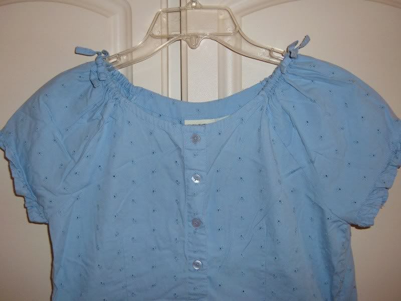 Girls Pretty Blue Cherokee Eyelet Shirt Size XL VGC  