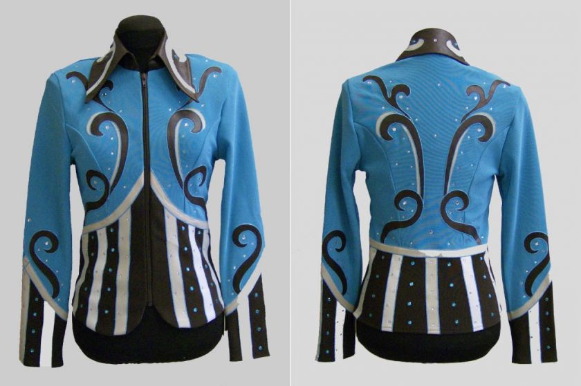 NEW 1849 Aqua & Chocolate Zip Front Top #6212  