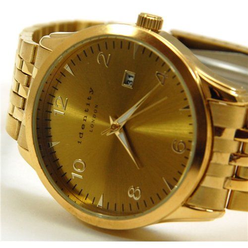 Identity Gents Gold Look Calendar Watch  