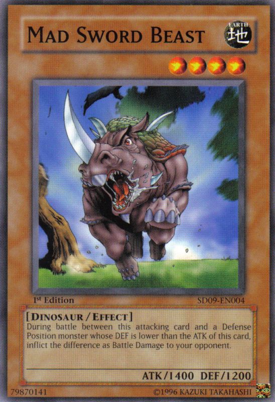 YuGiOh Card SD09 EN004 MAD SWORD BEAST 1st Ed DINOSAUR  