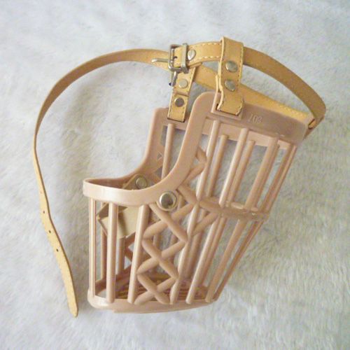 Beige Basket Cage Adjustable Dog Muzzle Size #1 to 7  