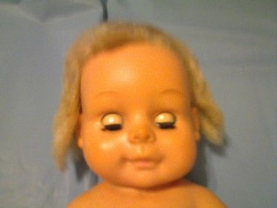 VINTAGE 14 SOFT RUBBER BABY DOLL W/ OPEN & CLOSE EYES  