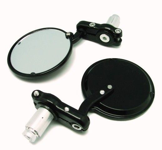 Round Cafe Racer 7/8 Bar End Mirror Black Universal  