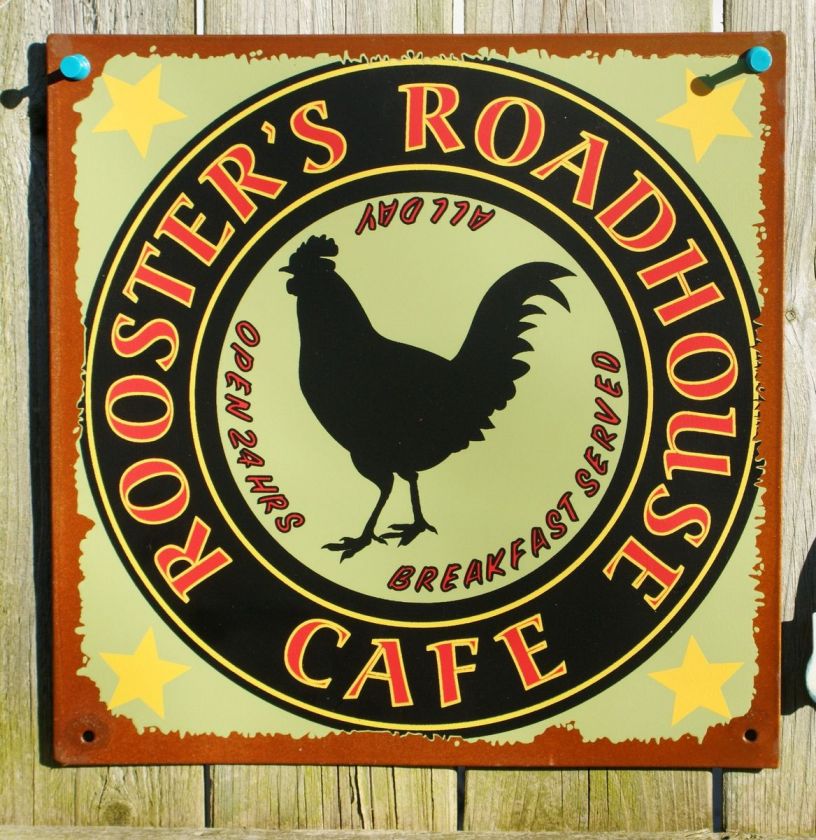   Roadhouse Cafe Tin Metal Sign Chicken Country Kitchen Farm Decor